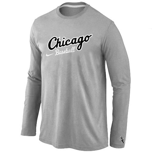 Cheap Nike Chicago White Sox Long Sleeve MLB T-Shirt Grey For Sale